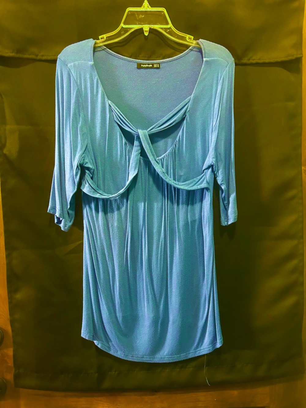 PattyBoutik Cloudy Blue Knot-Front Scoop Neck Tunic